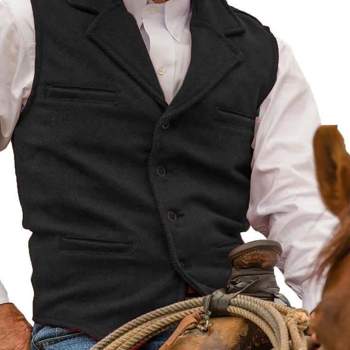 Notch Collar Textured Waistcoat with Welt Pockets