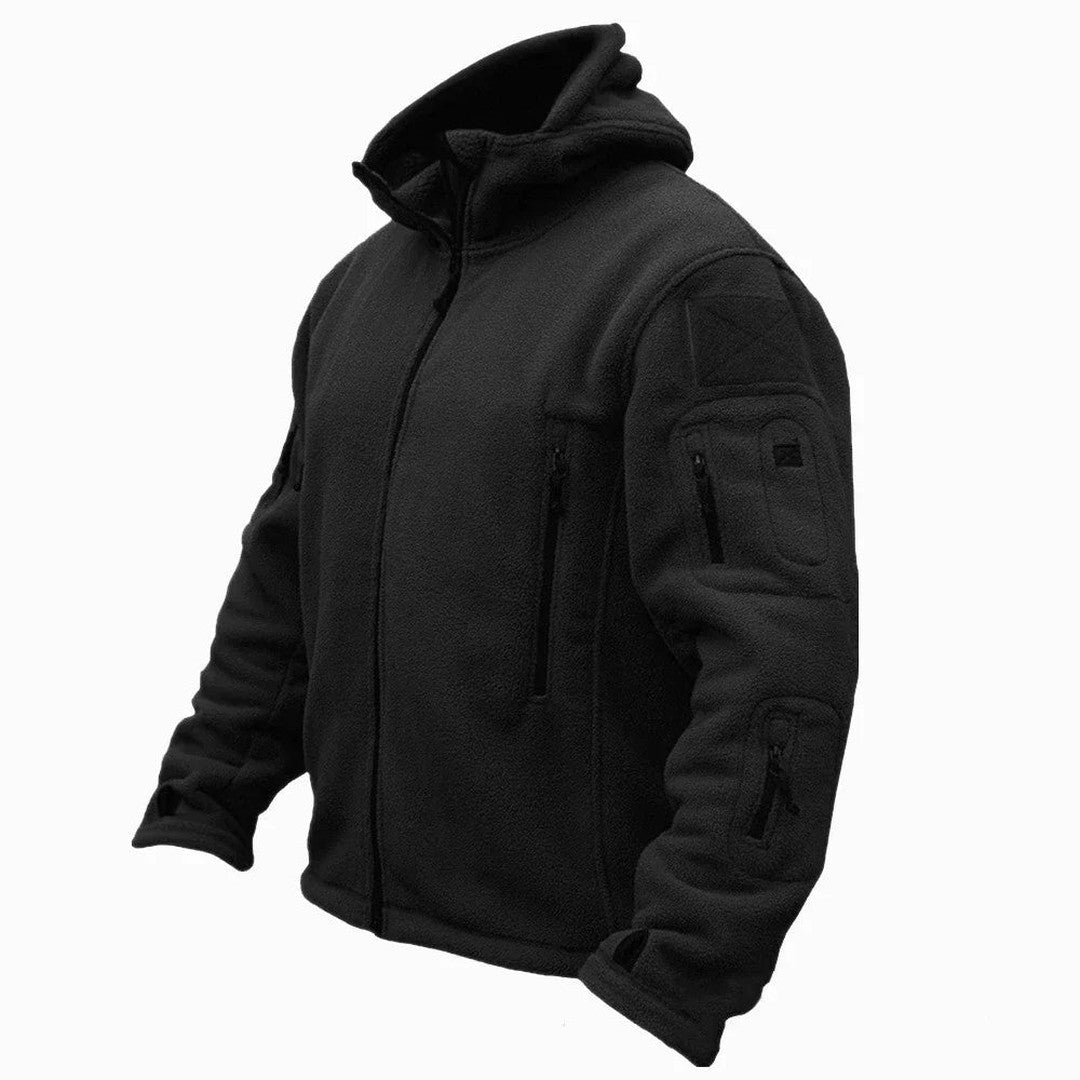 Zip Pocket Hooded Fleece Jacket