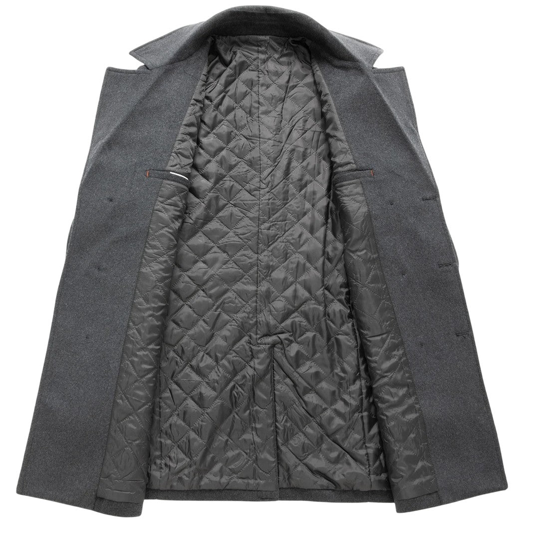 Double-Breasted Tweed-Look Overcoat