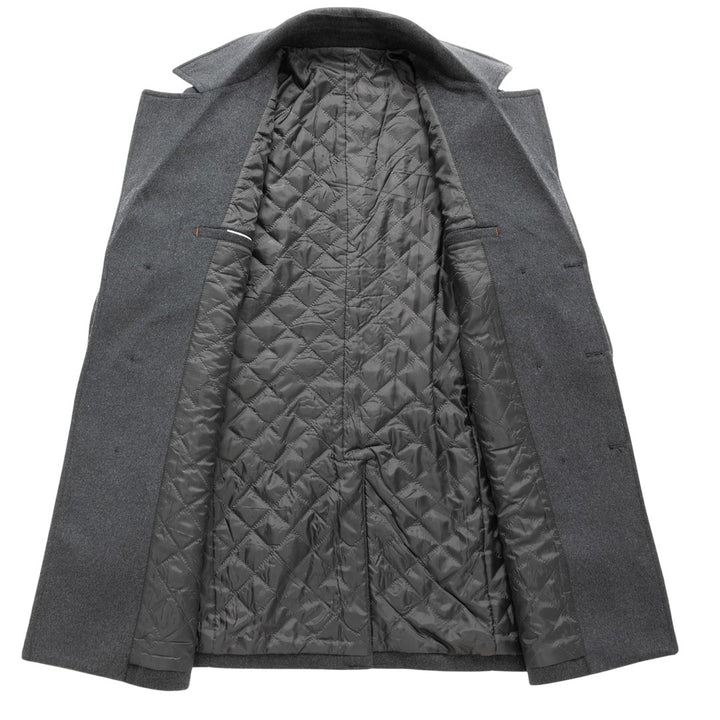 Double-Breasted Tweed-Look Overcoat