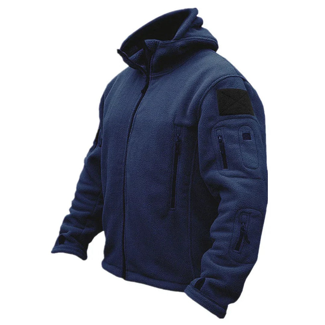 Zip Pocket Hooded Fleece Jacket