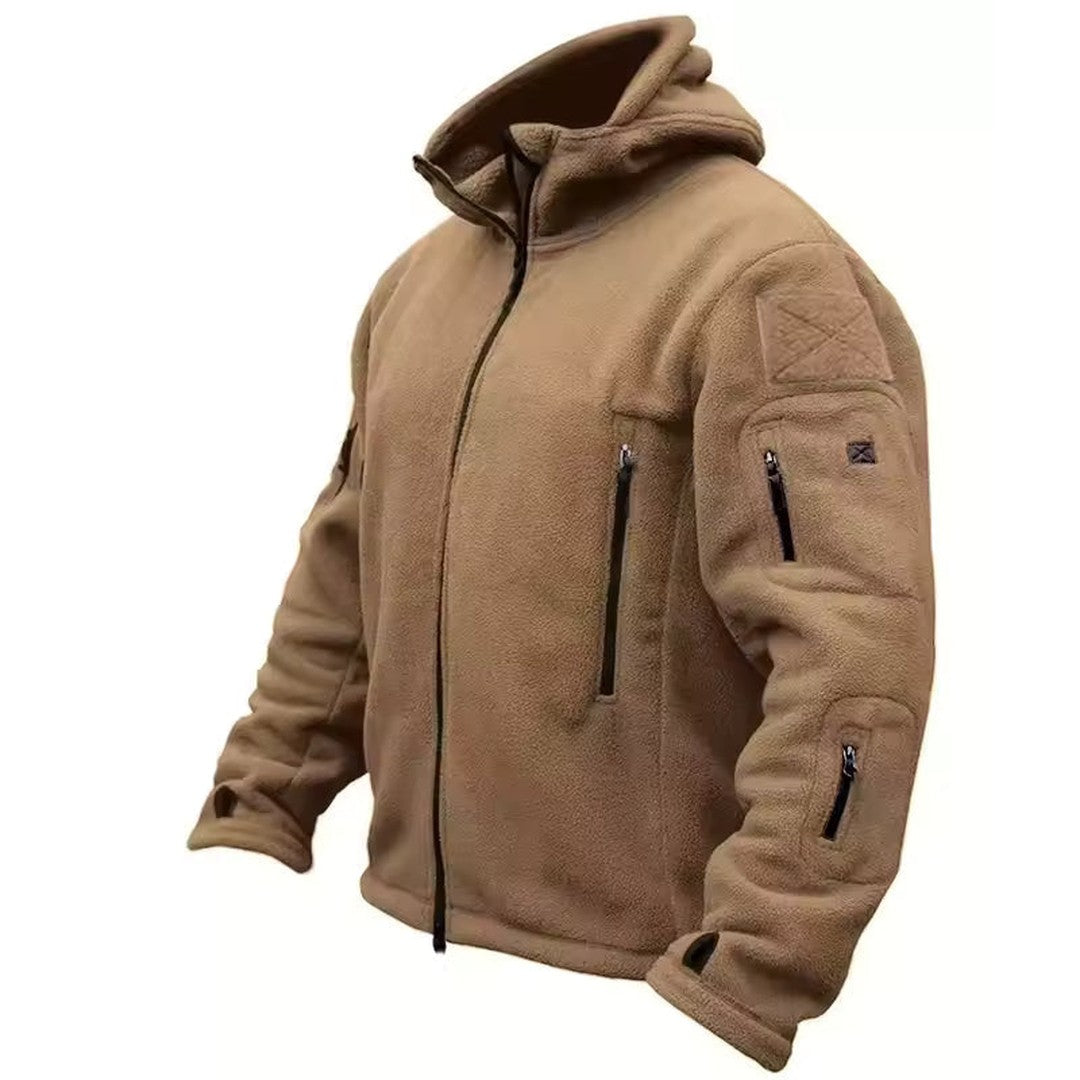 Zip Pocket Hooded Fleece Jacket