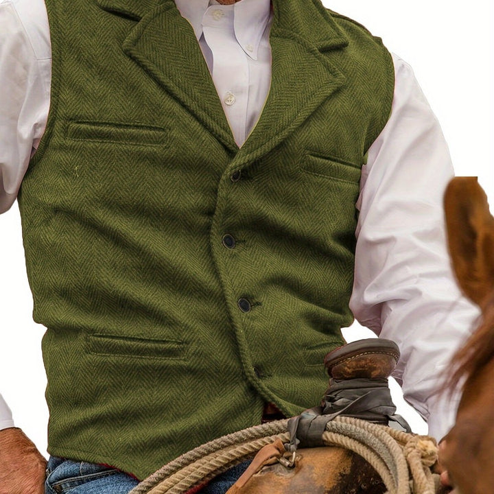 Notch Collar Textured Waistcoat with Welt Pockets