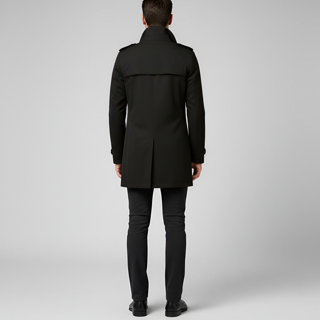 Elegant men's trench coat with belt and button closure