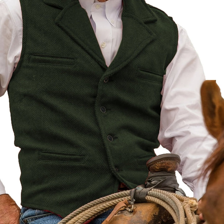Notch Collar Textured Waistcoat with Welt Pockets