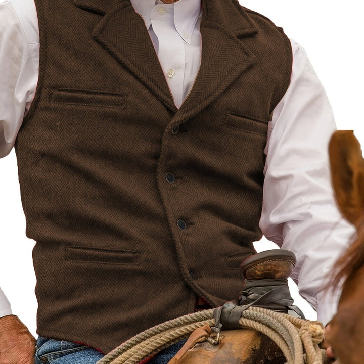 Notch Collar Textured Waistcoat with Welt Pockets