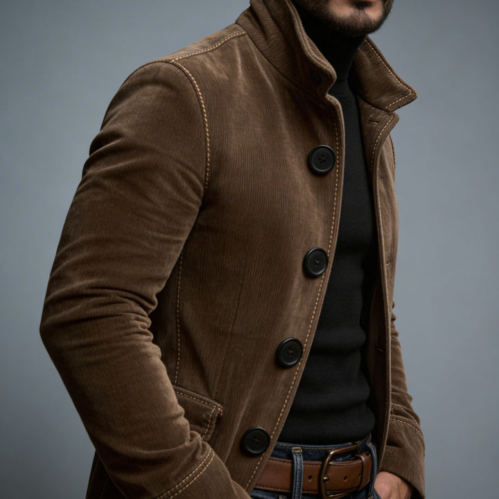Corduroy Button-Front Bomber Jacket