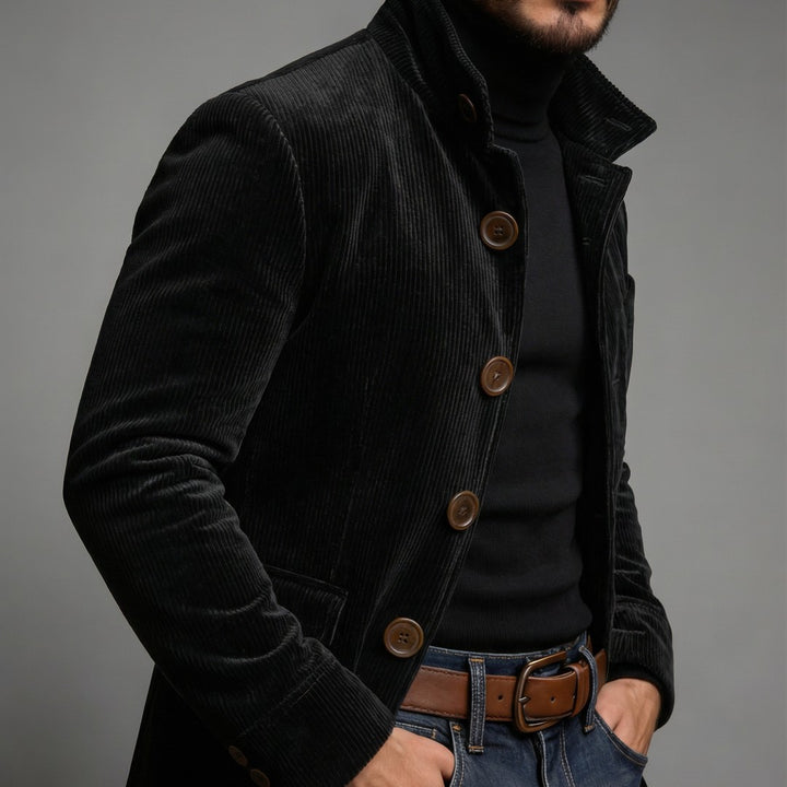 Corduroy Button-Front Bomber Jacket