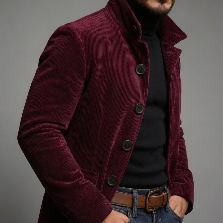 Corduroy Button-Front Bomber Jacket