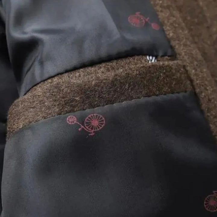 Wool-Look Stand Collar Coat with Quilted Inner Layer