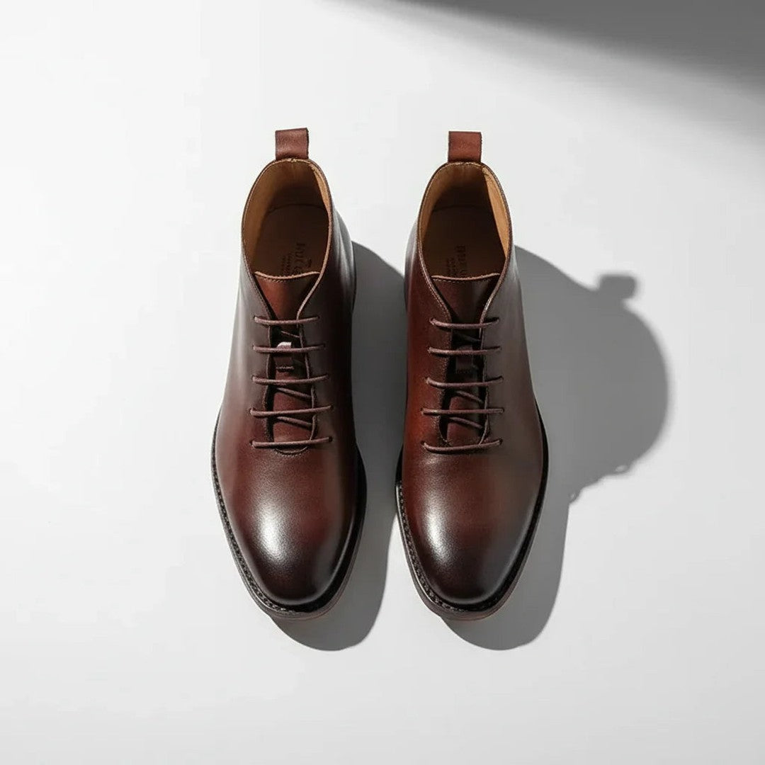 Leather-Look Lace-Up Ankle Boots