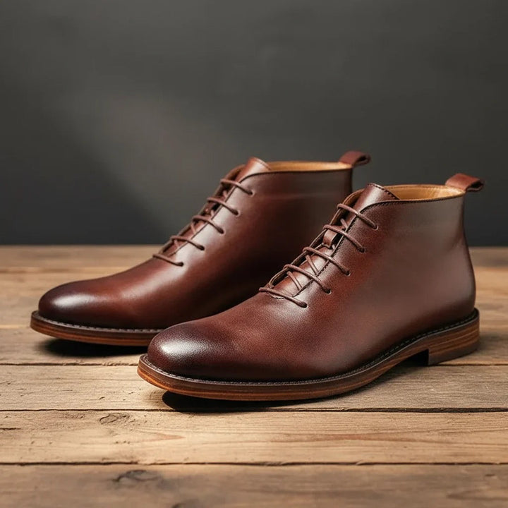 Leather-Look Lace-Up Ankle Boots