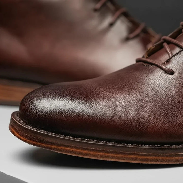Leather-Look Lace-Up Ankle Boots