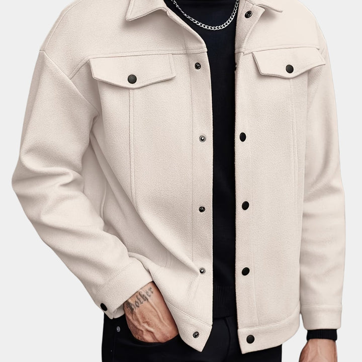 LAPEL POLYESTER JACKET FOR MEN
