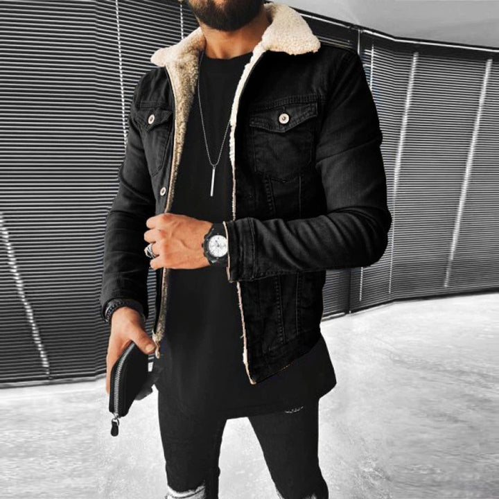 Denim Jacket with Borg-Lined Collar