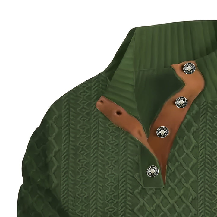 Ronan | Stand Collar Button Henley Sweater