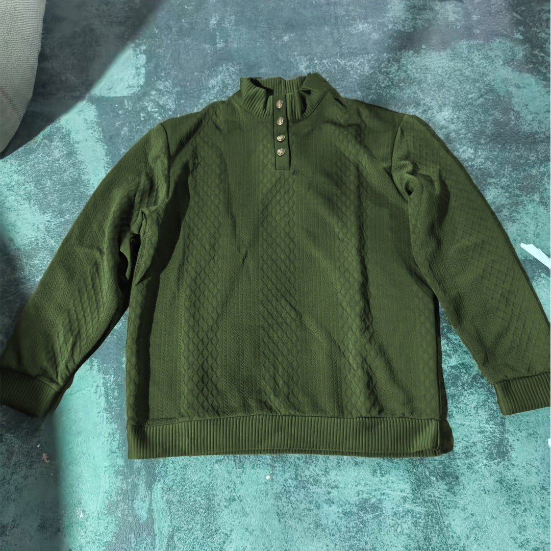 Ronan | Stand Collar Button Henley Sweater