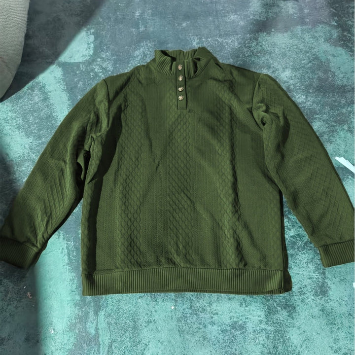 Ronan | Stand Collar Button Henley Sweater