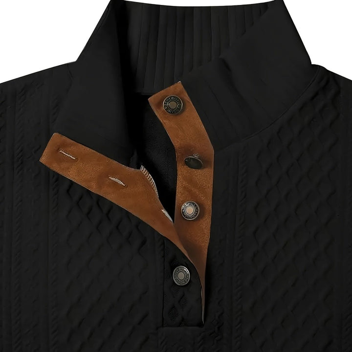Ronan | Stand Collar Button Henley Sweater