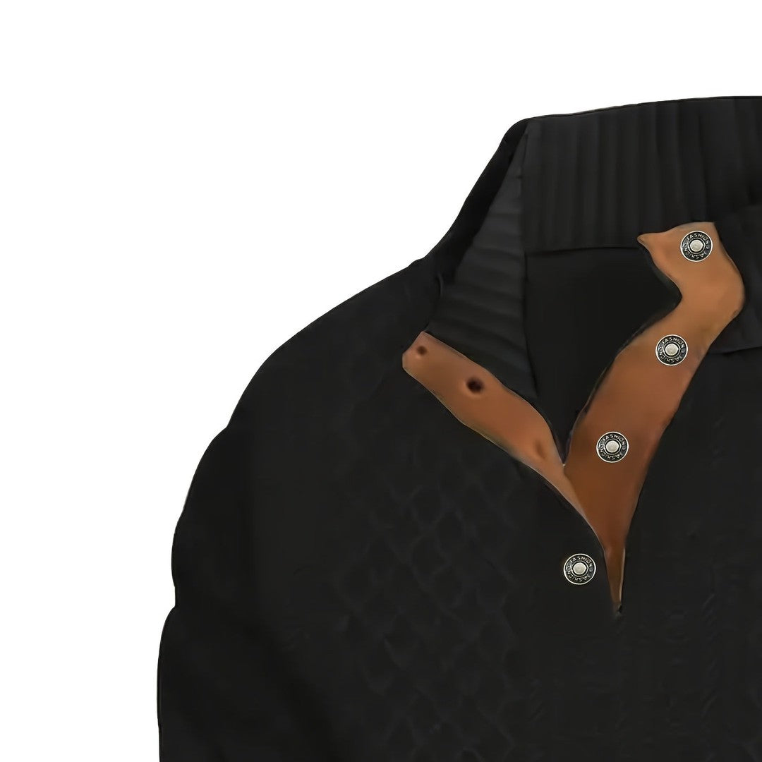 Ronan | Stand Collar Button Henley Sweater