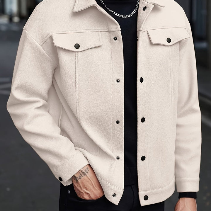 LAPEL POLYESTER JACKET FOR MEN