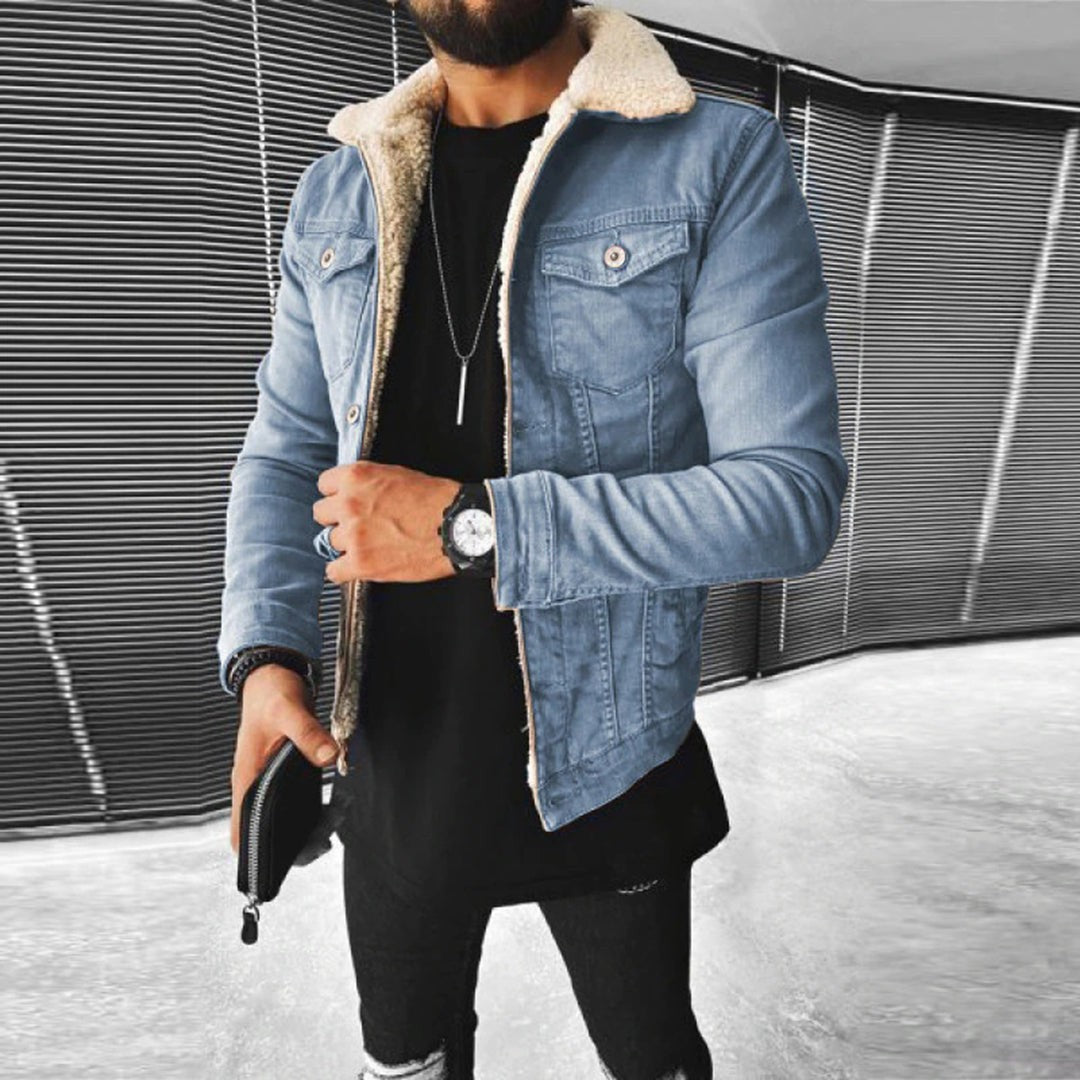 Denim Jacket with Borg-Lined Collar