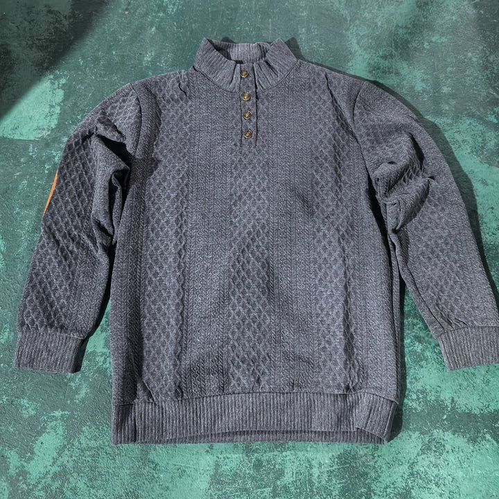 Ronan | Stand Collar Button Henley Sweater