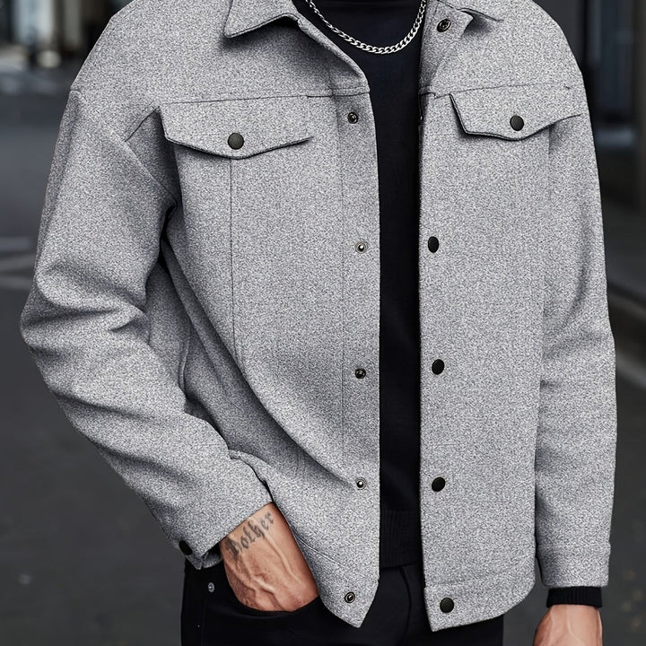 LAPEL POLYESTER JACKET FOR MEN