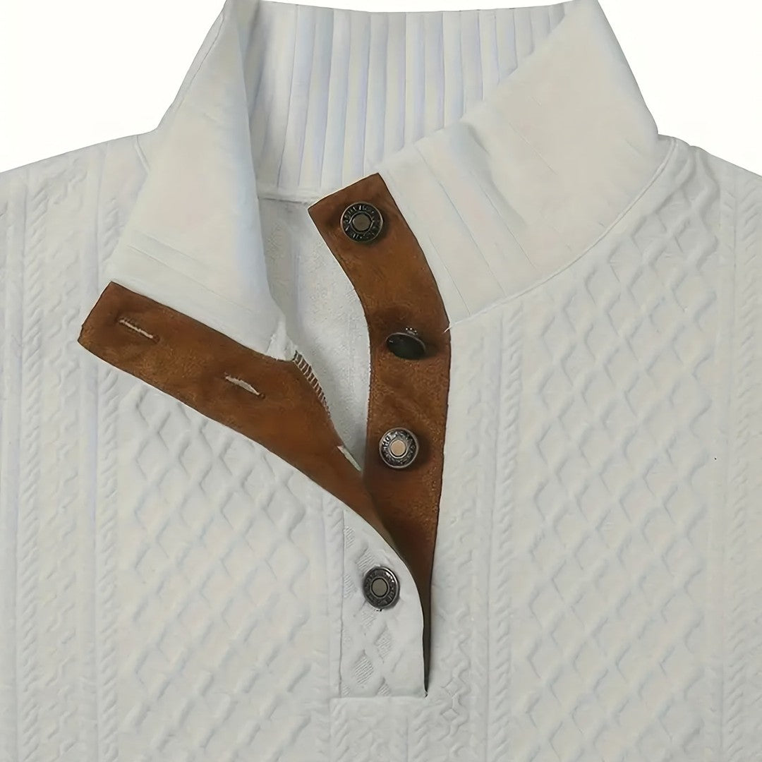 Ronan | Stand Collar Button Henley Sweater