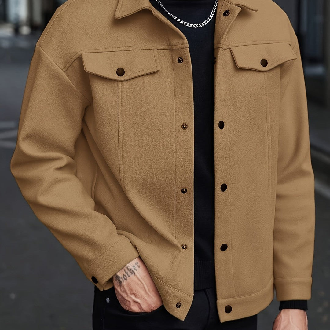 LAPEL POLYESTER JACKET FOR MEN