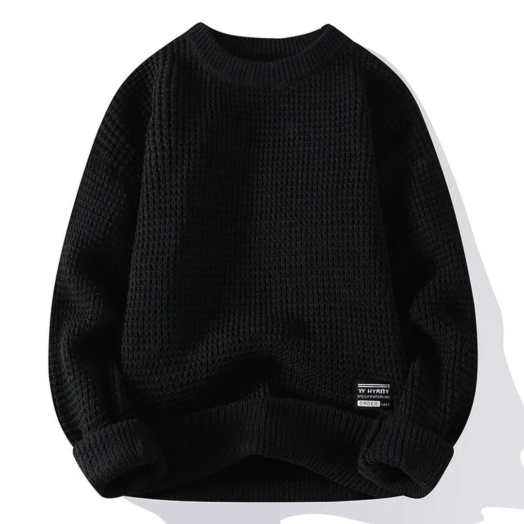 Waffle-Knit Crew Sweater