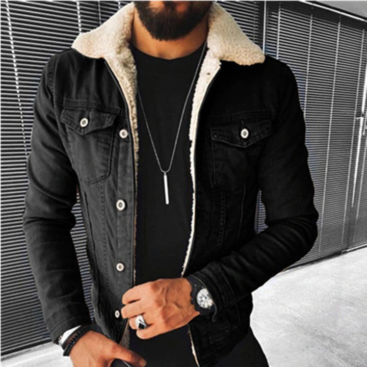 Denim Jacket with Borg-Lined Collar