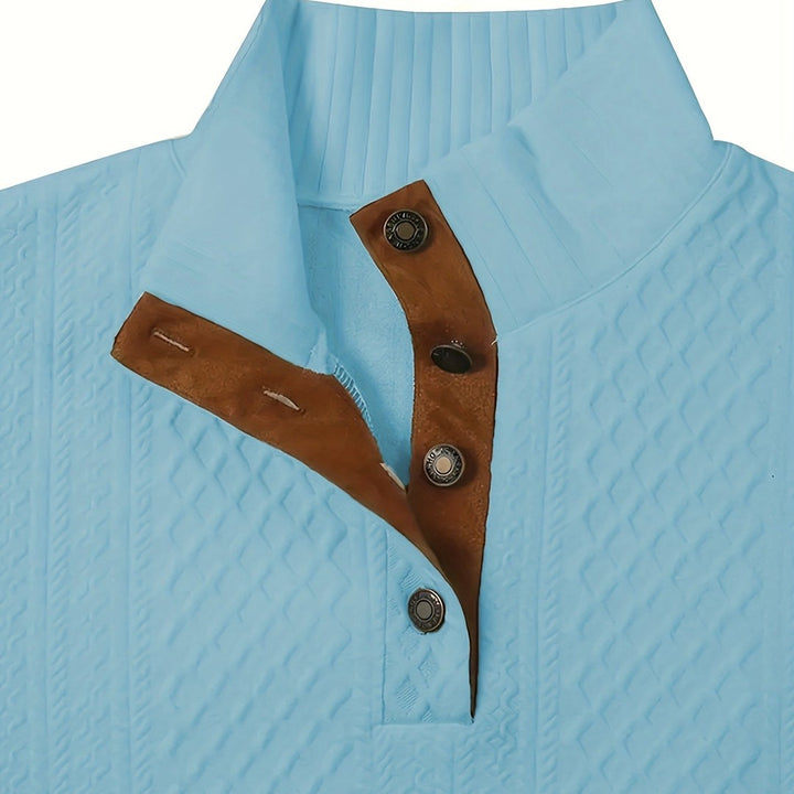 Ronan | Stand Collar Button Henley Sweater