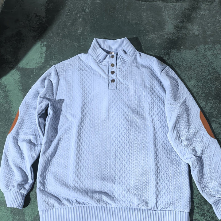 Ronan | Stand Collar Button Henley Sweater