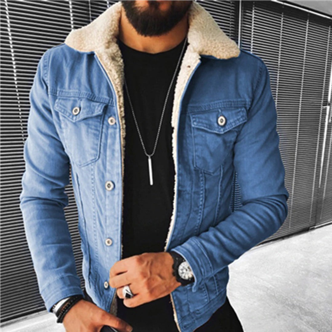 Denim Jacket with Borg-Lined Collar