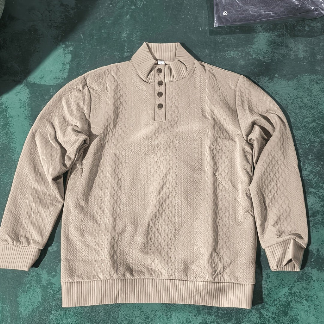 Ronan | Stand Collar Button Henley Sweater