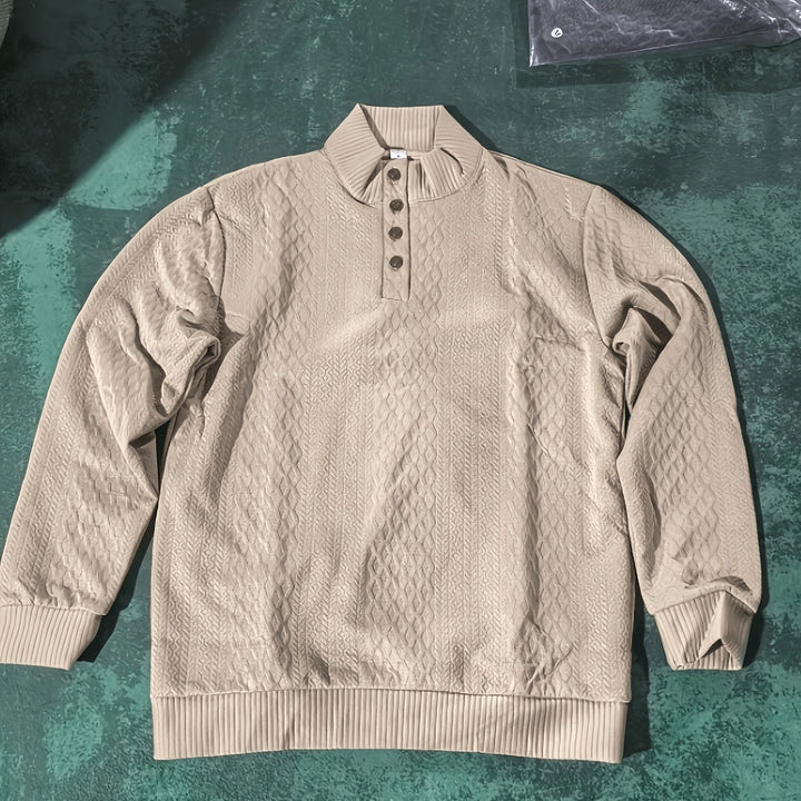 Ronan | Stand Collar Button Henley Sweater