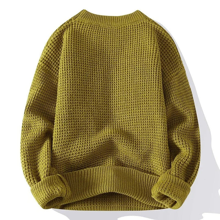 Waffle-Knit Crew Sweater