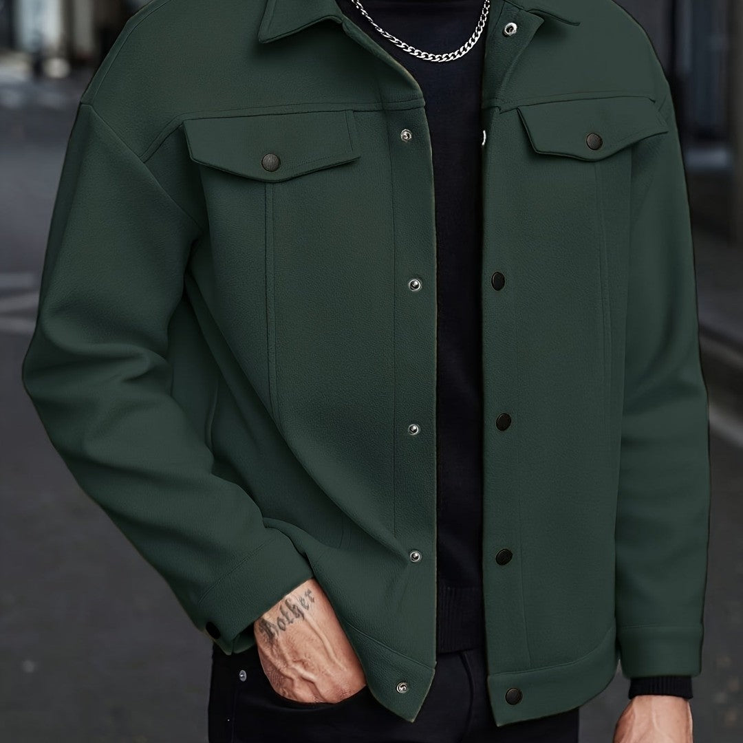 LAPEL POLYESTER JACKET FOR MEN