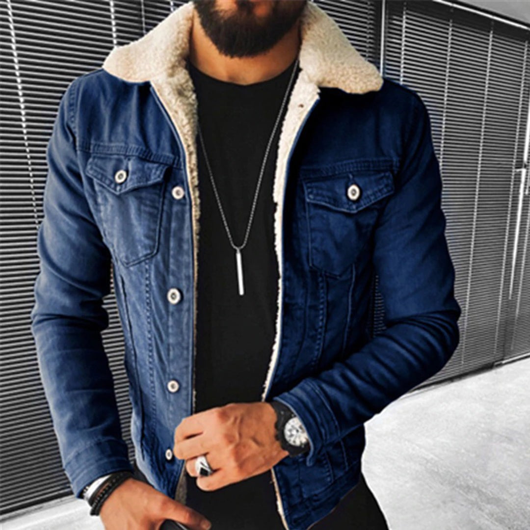 Denim Jacket with Borg-Lined Collar