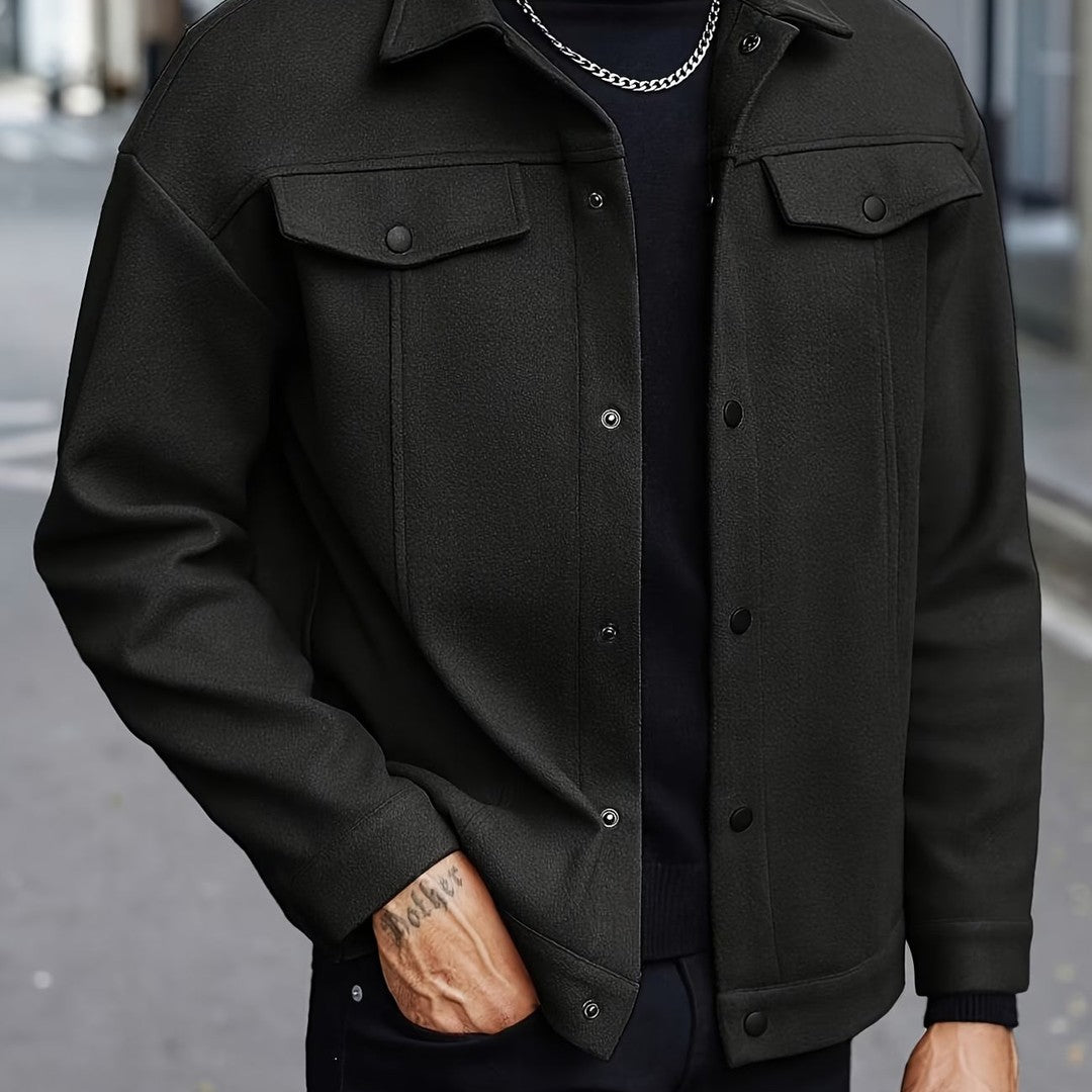 LAPEL POLYESTER JACKET FOR MEN