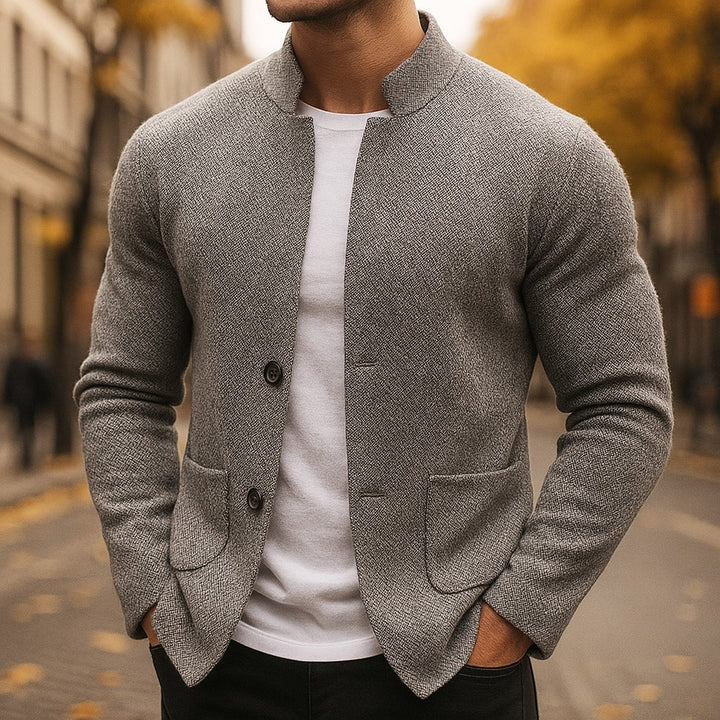 Stand Collar Knit Button Cardigan