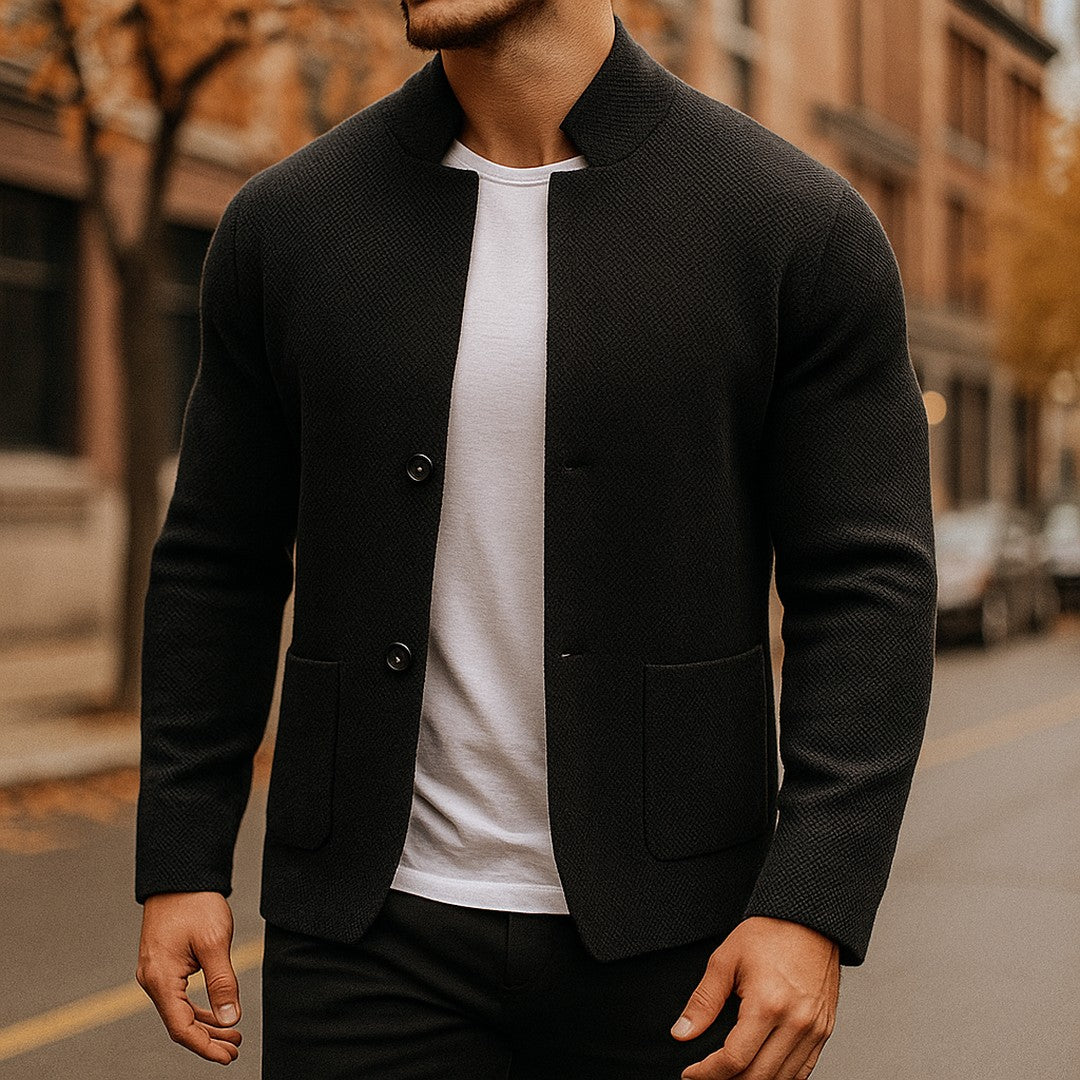 Stand Collar Knit Button Cardigan