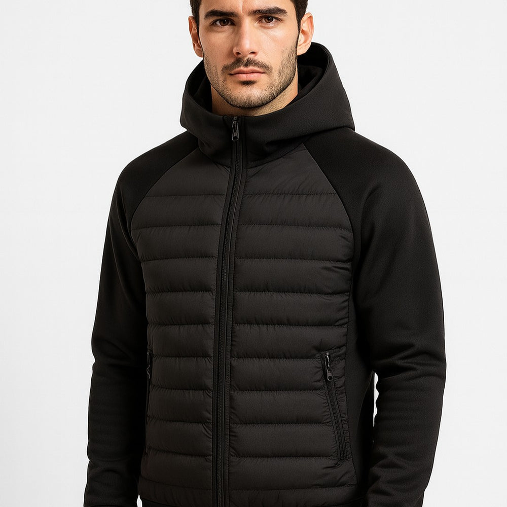 Larkspur Hollow - Hooded Puffer Jacket Raglan Sleeve Zip Front