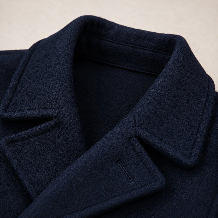 Wide-Lapel Double-Breasted Wool-Look Peacoat