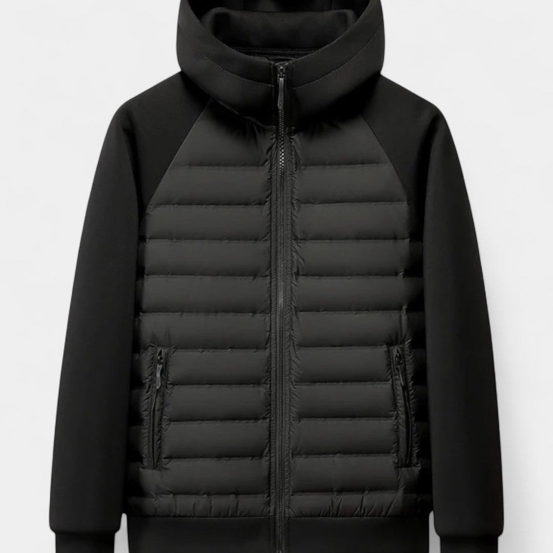 Larkspur Hollow - Hooded Puffer Jacket Raglan Sleeve Zip Front