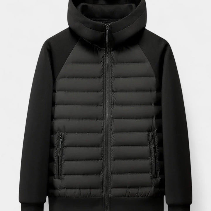 Larkspur Hollow - Hooded Puffer Jacket Raglan Sleeve Zip Front