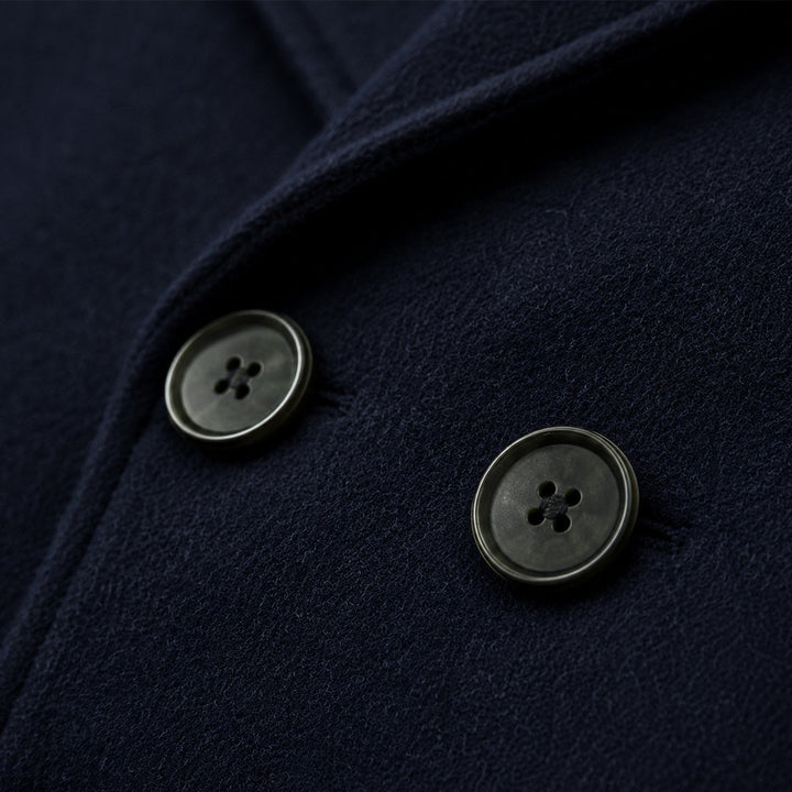 Wide-Lapel Double-Breasted Wool-Look Peacoat
