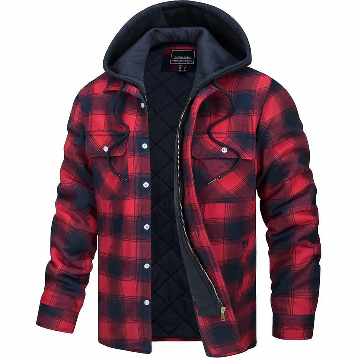 Checked Winter Jacket with Lined Hood