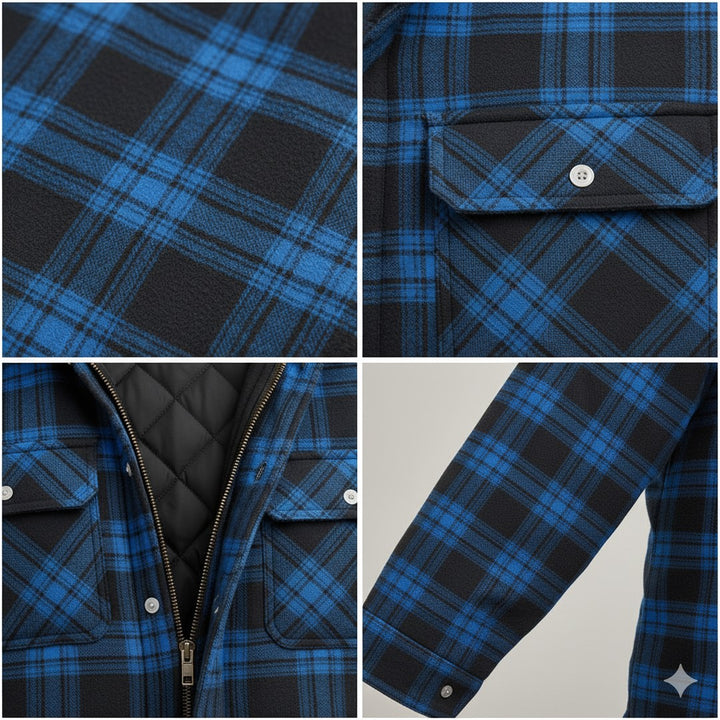 Checked Winter Jacket with Lined Hood